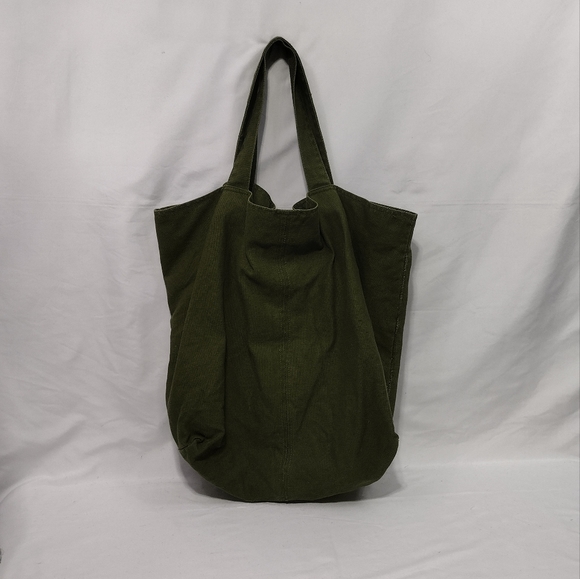 Norma Kamali Handbags - Norma Kamali Large Tote Bag Olive Green Linen Cotton Minimalist Earth Tone Beach